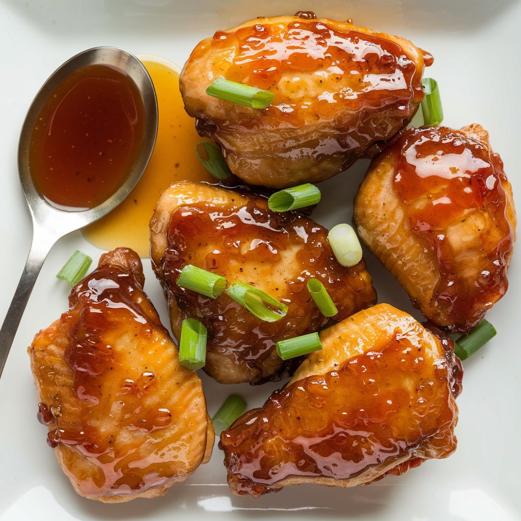 A plate of honey garlic chicken