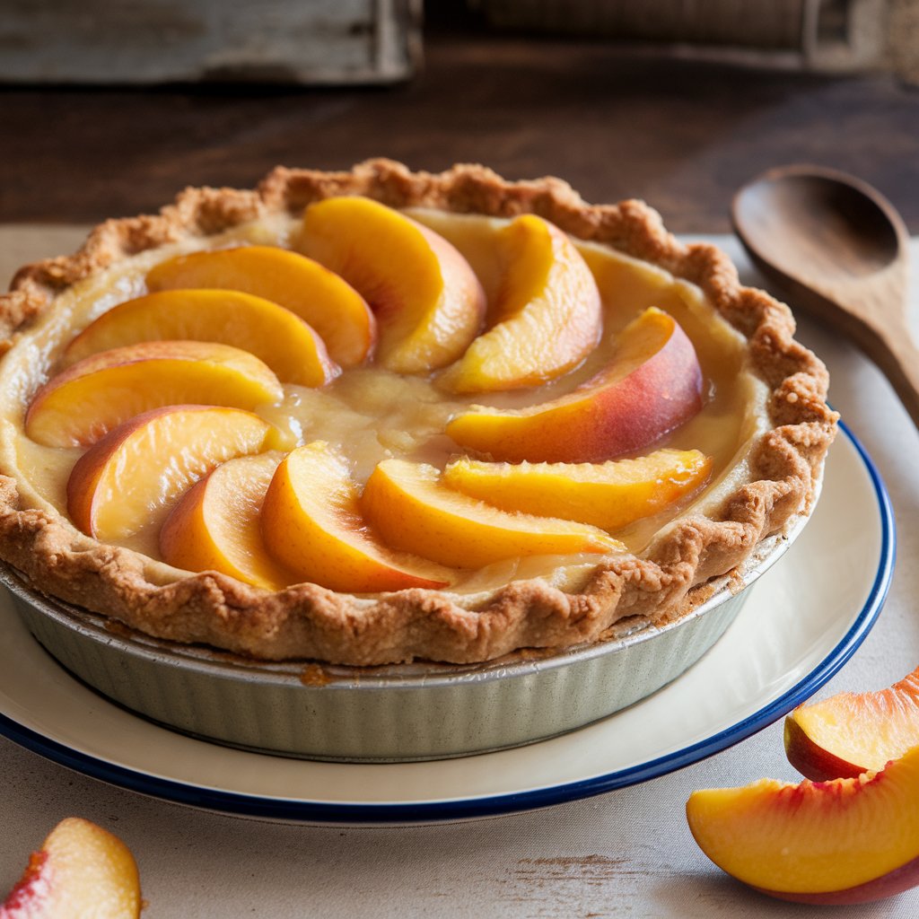 Runny peach pie with liquid filling