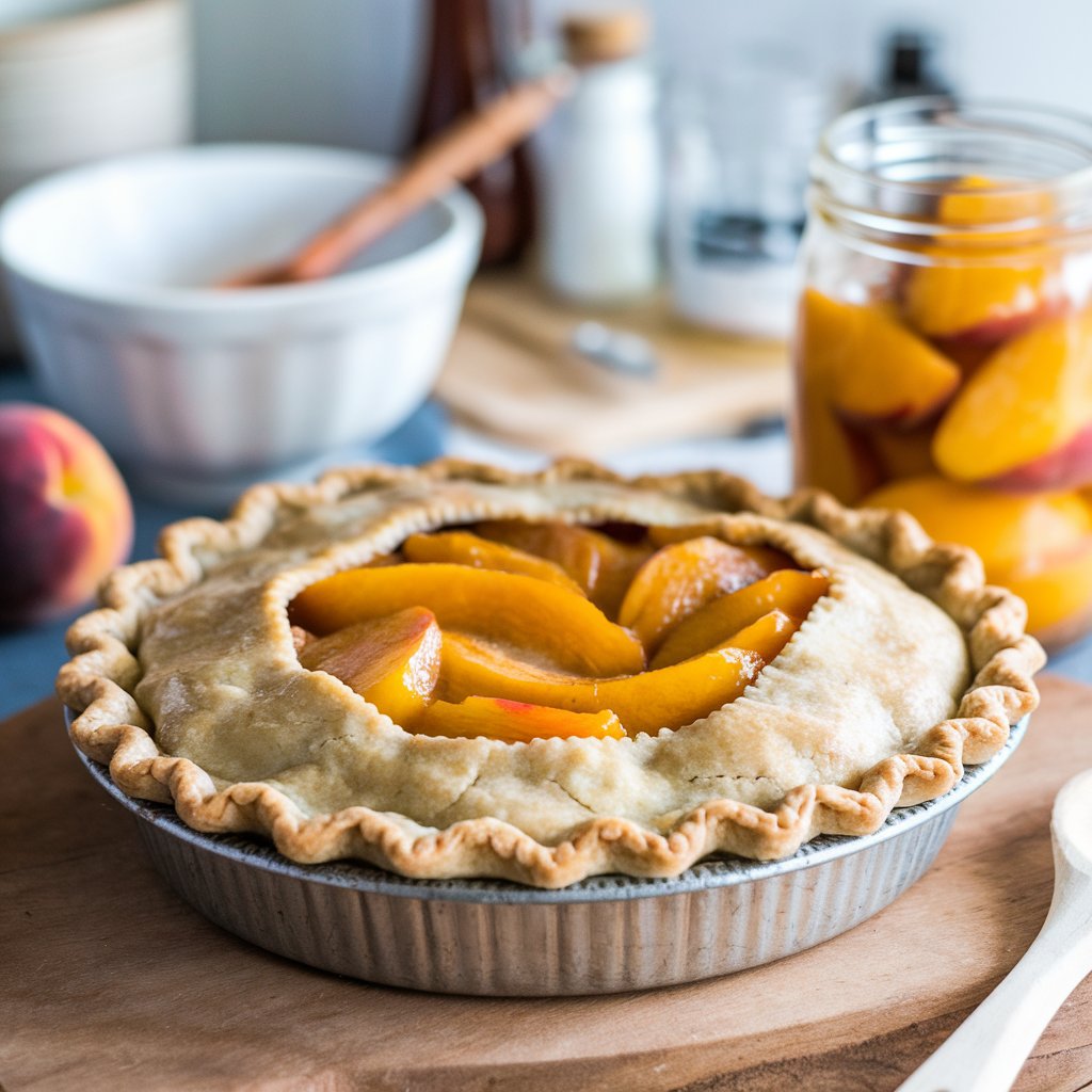 Canned peaches in a bowl with fresh peaches beside them.