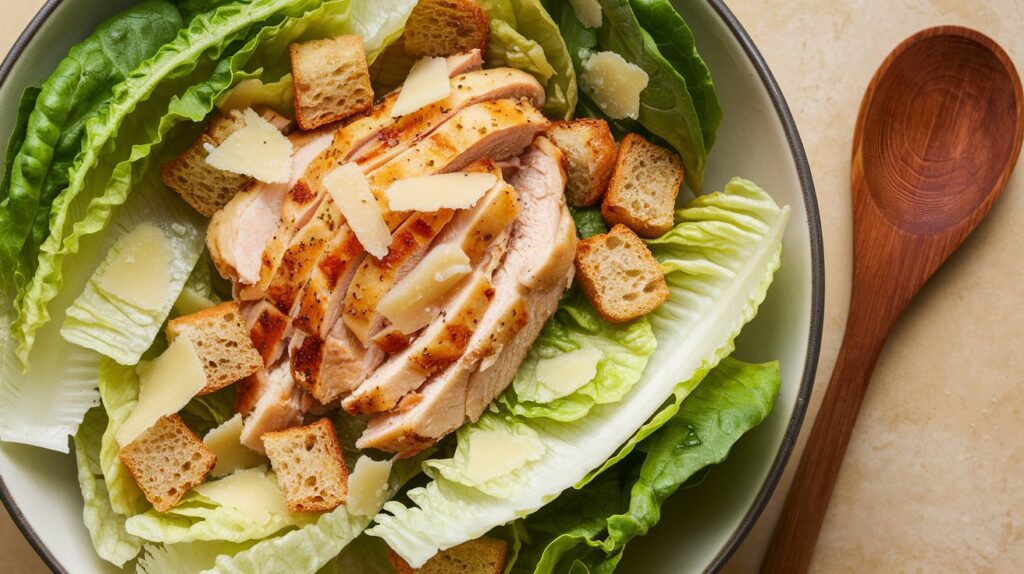 Fresh Chicken Caesar Salad with Grilled Chicken and Parmesan Cheese