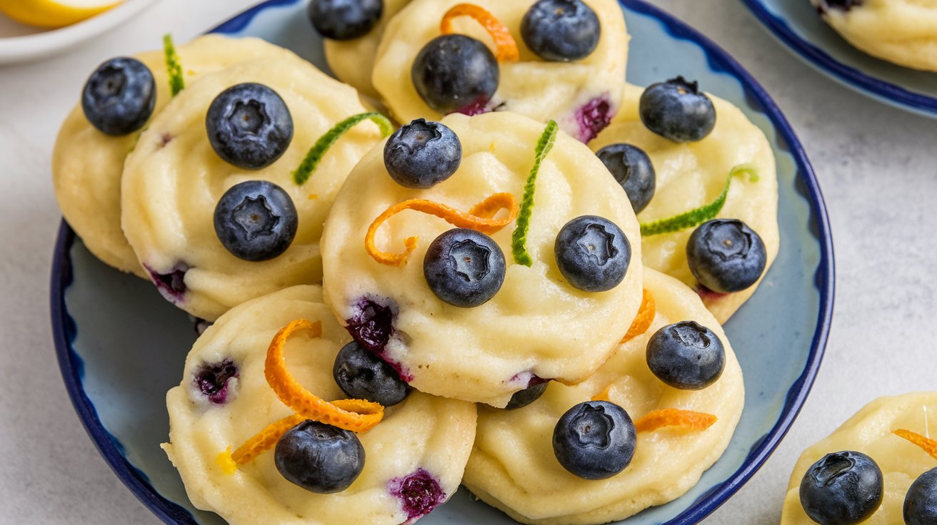 Soft and chewy lemon blueberry cookies with fresh blueberries and zesty lemon