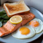 Smoked salmon and avocado toast on whole-grain bread