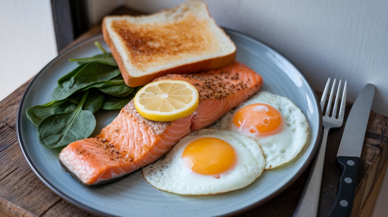 Smoked salmon and avocado toast on whole-grain bread