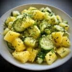 Pineapple cucumber salad served fresh